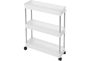 BORDSTRACT Wielowarstwowy wąski wózek do przechowywania, mobilny regał na pranie Organizacja prania i przechowywanie wąski stojak do łazienki w kuchni(3 layers)