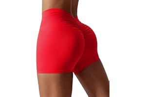 Qmttoae High Waisted Gym Shorts for Women Scrunch Butt Cycling Shorts Seamless Yoga Booty Workout Running Shorts