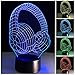 Produktbild 3D Nightlights, 7 Farben ändern Touch Control Nacht Lampe, bestes Geschenk für Freunde Kinder (Headset)