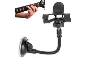 Agatige Soporte para Teléfono De Guitarra, Clip De Montaje para Teléfono Inteligente Panel De Ventosa Extraíble Rotación De 360 ​​Grados para 12 x 6 cm/4,7 x 2,4 Pulgadas Guitarra Eléctrica Acústica
