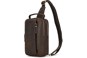 newsbirds Borse Petto Borsa Crossbody Pelle Zaino Spalla Monospalla Pelle Marsupio Zainetto Piccolo Sling Bag Borsello a Tracolla per Uomo Viaggio Trekking Camminare, 9332 marrone scuro