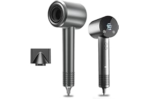 ‎BAMCOO BAMCOO Föhn Fön Haartrockner Ionen Föhn Hair Dryer 1500W HD Display Temperatur Touchscreen Haartrockner ionen haartrockner 4 Temperaturstufen & 3 Geschwindigkeitsstufen (Grey)