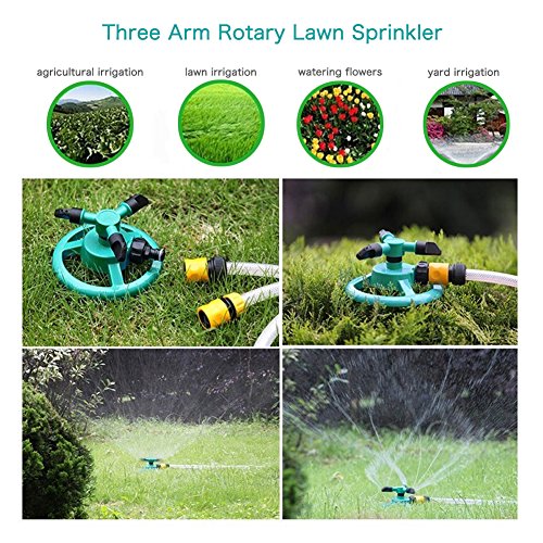 Garten Sprinkler, Swify Rasensprenger Sprinkler Kreisregner Automatik mit 3 Armen und 12 Sprühdüsen 360° Rotation Wasser Sprinkler für Bewässerungsanlagen, Blumen und Gärten - 7