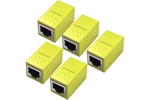Yeung Qee RJ45 Coupler 5 Pack RJ45 Coupler Ethernet Extension, for Cat7/Cat6/Cat5e/Cat5 Ethernet Cable - Network Cable Coupler Female to Female (yellow)
