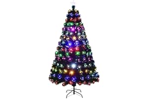 COSTWAY 150/180/210 cm Árbol de Navidad Artificial 180/230/230 Luces LED, 8 Modos de 6 Colores, 180/230/280 Puntas de PVC con Soporte, Estrella, Decoración Navidad Hogar Fiesta Verde(150cm