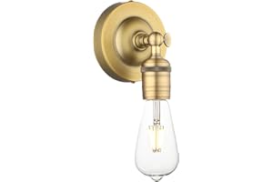 Phansthy Simple Style Retro Industrial Wall Light One-Head Wall Lamp Without Shade Vanity Mirror Lighting Suit for E27 Bulbs (Antique Brass)
