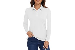MAGCOMSEN Damen Poloshirt Langarm UPF 50+ Golf Shirt Schnelltrocknend Sportshirt Atmungsaktiv Funktionsshirt Laufshirt