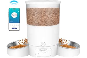 SURDY 3L Futterautomat Katze 2 Näpfe, 2.4G/5G WiFi Smart Katzenfutter Automat mit APP-Steuerung, Futterspender für Katzen/Hunde, Timed Pet Feeder programmierbar 1-10 Mahlzeiten, 10s Meal Call
