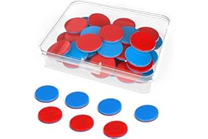 ZORTVUL 50 Stück Wendeplättchen Rot Blau Plastik 1 Kunststoff Boxen Satz Wendeplättchen Mathe Rechenhilfe Mathematik Wendeplättchen Zählchips Für Kinderhände Grundschule Rechenaufgaben