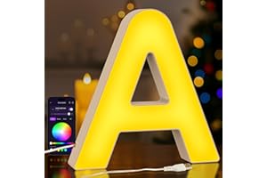 UooEA LED Light Up Letter A – USB Color Changing Night Light with APP Control, Alphabet Marquee Sign, Christmas Gifts for Girls, Teenage Boy Gifts