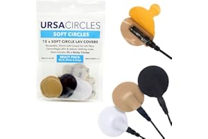 URSA STRAPS URSA Soft Circles: fundas suaves reutilizables que proporcionan un escudo contra el viento y camuflaje para micrófonos Lavalier (15 círculos suaves + 30 adhesivos, paquete múltiple)
