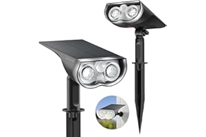 ‎LINKIND Linkind StarRay Solar Gartenleuchte mit Bewegungsmelder, 6500K Tageslichtweiss Solarlampen für außen, IP67 Außen-Wandleuchte mit Dauerlicht, 1000lm Hell Solarstrahler für Garten, Garage, 2 Stk.