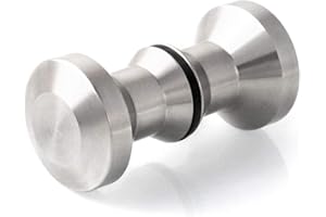 QWORK® 1 Paar Dusche Tür Doppel Knopf, Türknopf Duschtürgriff, 304 Edelstahl Dusch-Glastürgriffe Badezimmer Duschtürknauf, Duschtürknopf, Beschläge Türknauf Griff, rund