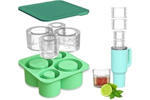 FURNSII Eiswürfelform für Stanley Cup, Silikon Eisform mit Deckel 4 Große Zylindrische Eiswürfel Herstellen, BPA-frei Eiswürfelbehälter für Stanley Ice Cube Mold Eis Zubehör