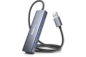 Dockteck USB Hub 3.0 Ultra Flacher Datenhub mit Nylon Geflochten Verlängerungskabel 60cm,Mehrfach USB 3.0 Verteiler für MacBook,Mac Pro,Surface Pro,XPS,Notebook PC,USB Flash Drives
