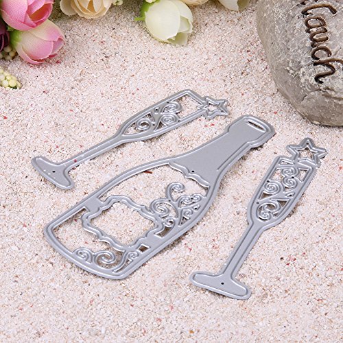 Amazingdeal365 3 PCS Weinglas Metall Form Schablonen Schneiden DIY Dekor Sammelalbum Karten Buchzeichen Lesezeichen als Geschenk für Freunde Geburtstag Kinder,Kindergarten Hobby Schule Handarbeit Unterricht usw. Ein tolles Geschenk! - 3