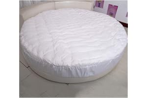 MSM Rotondo Materasso Protettore Topper,100% Cotone Spesso Trapuntato Materasso Futon per Letto Rotondo,compert Tatami Letti Futon Topper Bianca Diametro:210cm/83inch