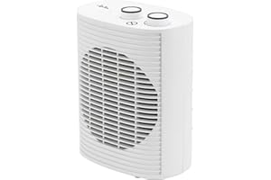 JATA JCTV1191 - Calefactor Bajo Consumo. Termoventilador Baño 2000 W. 2 Potencias. Ventilador. Termostato Regulable. Antivuelco. Asa de Transporte. Compacto: 18,5 x 12 x 24 cm