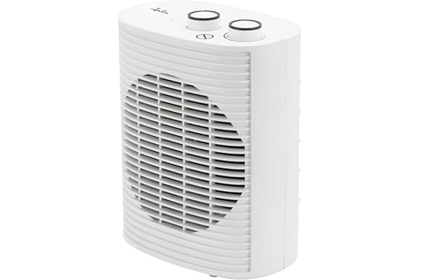 JATA JCTV1191 - Calefactor Bajo Consumo. Termoventilador Baño 2000 W. 2 Potencias. Ventilador. Termostato Regulable. Antivuelco. Asa de Transporte. Compacto: 18,5 x 12 x 24 cm