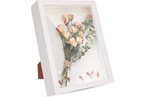 AJERG 3D Bilderrahmen zum Befüllen, Weiß Tiefer Objektrahmen 12x17 cm Holz Objektrahmen zum Befüllen Shadow Box Frame Objektrahmen mit HD-Acryl (12 x 17 cm)