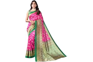 Satrani Damen-Sari aus Polyseide mit ungenähtem Blusenteil