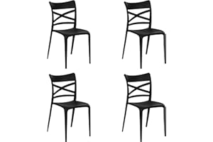 Totò Piccinni Sedia SCOTLAND in polipropilene in fibra di vetro design impilabile (Nero, 4)