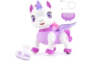 XSTARG Einhorn Roboter für Mädchen, Einhorn Geschenke für Mädchen, Ferngesteuertes Einhorn Roboter Kinder Spielzeug mit LED-Flügeln, Musik, Tanzend, RC Kinderspielzeug Geschenk für 4-8-12 Jahre Mädchen Junge