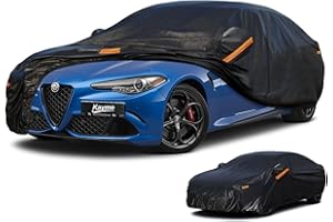 Kayme Telo Copriauto da Esterno, Compatibile con Alfa Romeo Giulia (2016-2025), Copertura a 7 Starti per Impermeabile Anti UV Anti Vento Antipolvere, Telo Copri con Cerniera e in Cotone.
