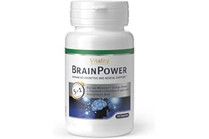 ‎VITALITY NUTRITIONALS Brain Power Kapseln mit Ginkgo Biloba, Brahmi, L-Theanin, Koffein (60 Stk) Brain Booster Komplex für Arbeit, Uni, Gaming; Gehirnleistung, Konzentration & Gedächtnis Kapseln Vitality Nutritionals