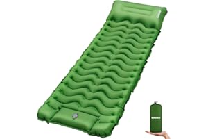 KASIMO Sleeping Mat - Ultralight & Thick Inflatable Camping Sleeping Pad Air Mattress Self-inflating Bed with Built-in Pump & Pillow Compact for Camping Backpacking Hiking Traveling