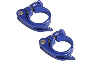 STARFA LAB 2 Pcs Bicycle Seat Clamp，31.8mm Quick Release Bike Seatpost, Aluminum Alloy Seat Lock Clamp, Bicycle Seat Attachment (Blue)