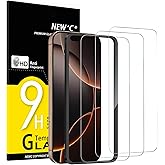 NEW'C 3 Pieces, Screen Protector for iPhone 17, 17 Pro, iPhone 16 Pro (6.3 inches), Tempered Glass with Easy Installation Too