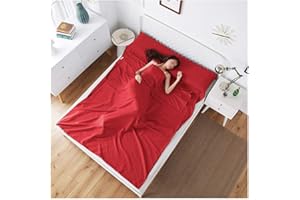 GUOCU Soft Sleeping Bag Liner - Lightweight Travel Sheet Camping Sleep Bag with Pillow Pockets Portable Prevent Dirty On Business Hotel WineRed 90 * 210cm