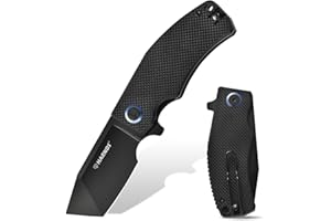 Harnds Navaja de Bolsillo, Cuchillo plegable con hoja de acero D2, Cuchillo Tanto EDC con Clip de Bolsillo, Mango G10, Supervivencia Cuchillos, Revenant (Negro-Negro Titanio)
