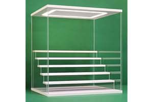 Nonemey Vetrina in Acrilico Trasparente con Luce a Led,2/3/4/5/6 Tier Teca Espositiva di Immagazzinaggio,Organizzatrice Antipolvere Vetrina Espositiva per Collezionismo(Bianco, 6Tier-40*32*42 cm)