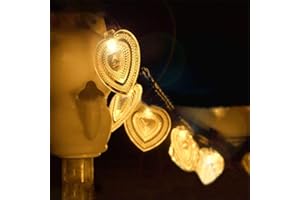 KINGCOO Solar Heart String Lights, Waterproof 20LED Solar Heart-Shaped String Lights for Home Outdoor Garden Christmas Wedding Party Valentine's Day Ambiance Lighting Decoration (Warm White)