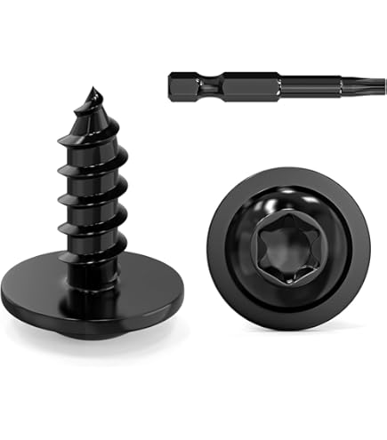 RLX Torx Sheet Metal Screws - 4.2x16mm Black Zinc Round Head Screws, Pack Of 30