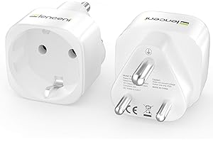 LENCENT 2X Adaptateur de Voyage France vers Inde, 2 Europe vers 3 Broches Indiens pour de Voyage en Inde, Sri Lanka, Népal, Niger, Liban, Ghana, Myanmar, Sénégal et Plus Type D