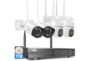 【PTZ+5MP】Hiseeu 5MP Kit Videosorveglianza WiFi,360° Visione Notturna a Colori,10CH NVR con 1TB HDD 4x5MP Telecamere WiFi,Registrazione 24/7 Sistema,Rlevamento Movimento Alarm Accesso Remoto Alexa