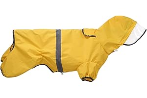 BT BEAR Manteau de pluie imperméable pour chien avec capuche et trou pour le col, bord transparent, combinaison réfléchissante ultra légère et respirante pour chiens à pattes courtes, corgi teckel