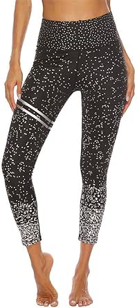 SotRong Pantaloni da Yoga a Vita Alta da Donna Brillantini Leggings da  Palestra Senza Cuciture Controllo Della Pancia Butt Lift