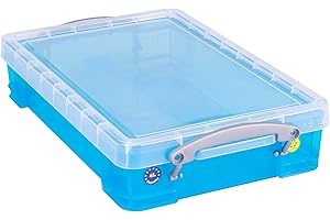 Really Useful Box Plastic Storage 4 Litre Transparent Bright Blue