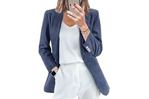 ORANDESIGNE Femme Blazer en Velours Côtelé à Revers à Manches Longues Veste Vintage Slim Fit OL Bureau Affaires Veste de Costume Devant Ouvert Manteau Blouson