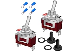 mxuteuk 2Pcs Toggle Switch 12V 30A ON/Off 2 pin 2 Position SPST Waterproof Switch with Waterproof Cap Terminals for Auto Car Boat UK-KL-C101