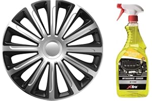 X ONE DISTRIBUZIONE ACCESSORI PER AUTO COPRICERCHI COPRI RUOTA COPPE PLATTO' UNIVERSALI ADATTABILI VERSACO TREND SILVER BLACK (14)