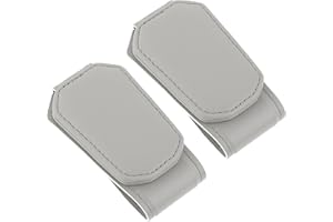 AIYORSE 2 Pcs Leather Car Sunglass Holder, Eyeglass Hanger Clip for Car Sun Visor Magnetic Glasses and Ticket Card Clip Car Accessories Suitable for Car Interior Visor and Different Size Eyeglasses (Grey)