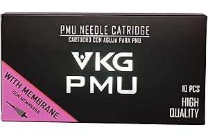 VIKING-INK B&W VKG USA PMU- 1 ROUND LINER (0.30mm) - Cartuchos estériles y desechables para máquinas PMU, micropigmentación microblanding - 10ud