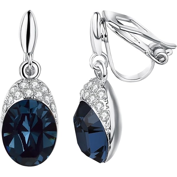 thumbnail image 2 of Handmade Cobalt Blue Crystal & Silver Plated Teardrop Drop Earrings (Hook Closure) 2 of 6