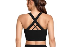 Zhiaek Reggiseno Sportivo Donna Imbottito Push up Bustier Senza Schienale Cinghie Incrociate Bralette Yoga Top per Fitness Jogging Gym Pilates S-L