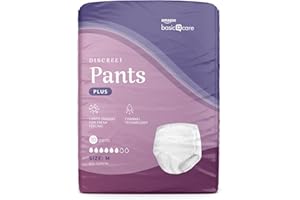 Amazon Basic Care Pant Mujer Discreet M Plus – 40 Unidad (4 Paquetes de 10), Blanco